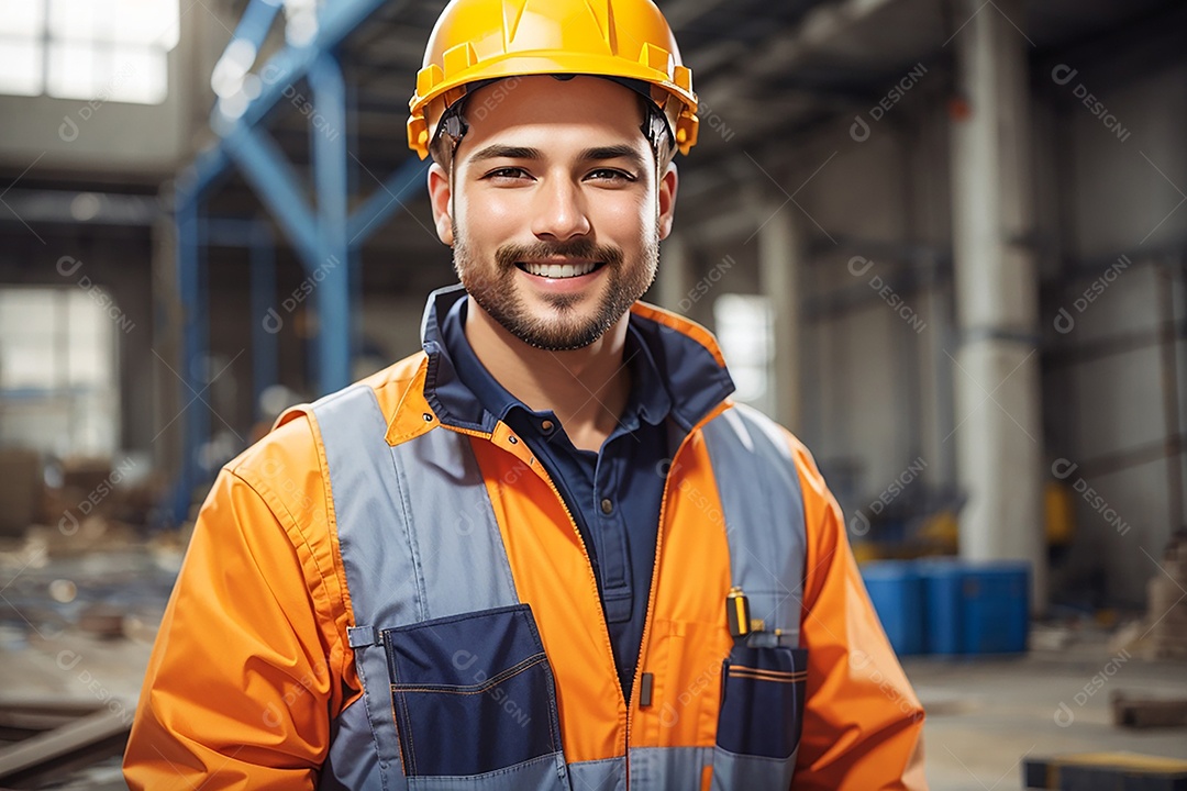 Homem confiança ação posando construtor sorrindo