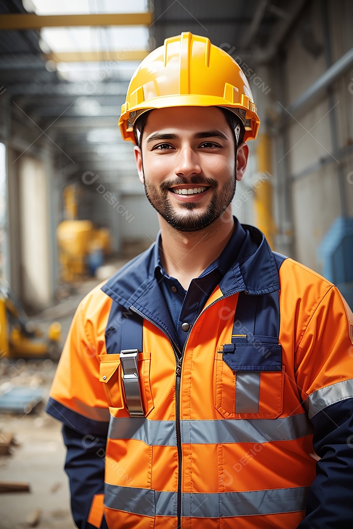 Homem confiança ação posando construtor sorrindo