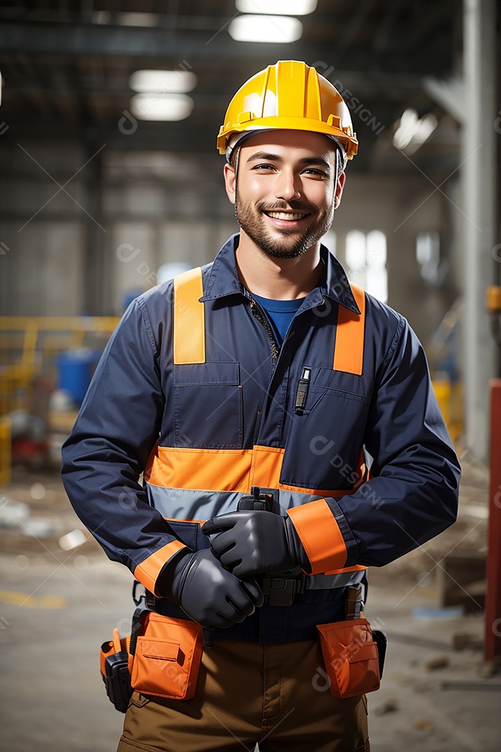 Homem confiança ação posando construtor sorrindo