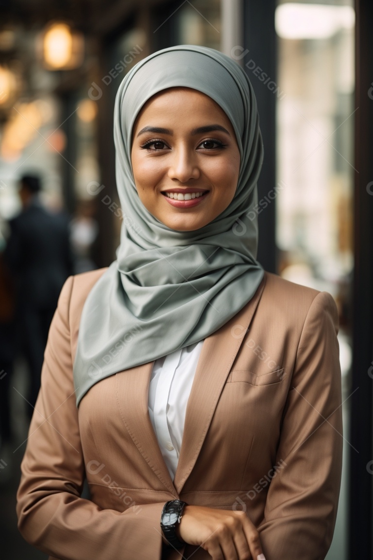 Ação de modelo de garota posando sorrindo usando smartphone