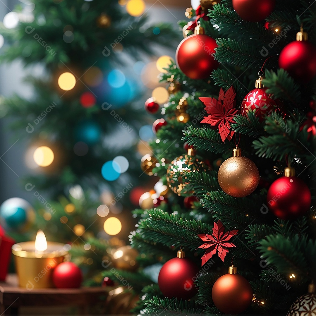 Árvore de natal com fundo estrela