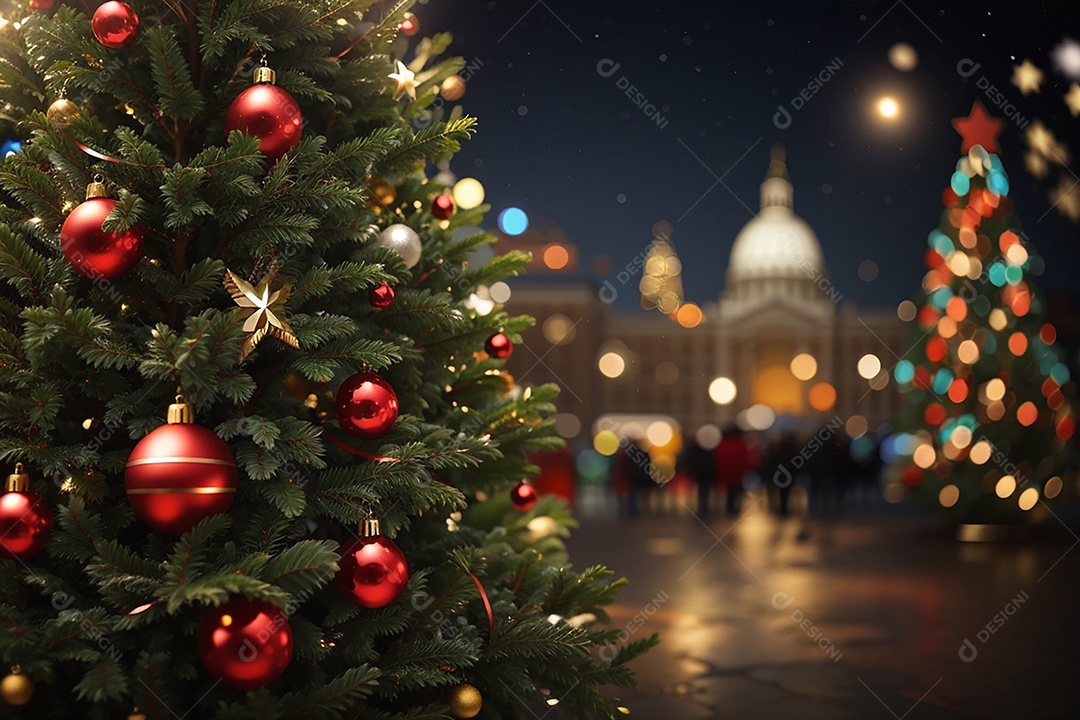 Árvore de natal com fundo estrela