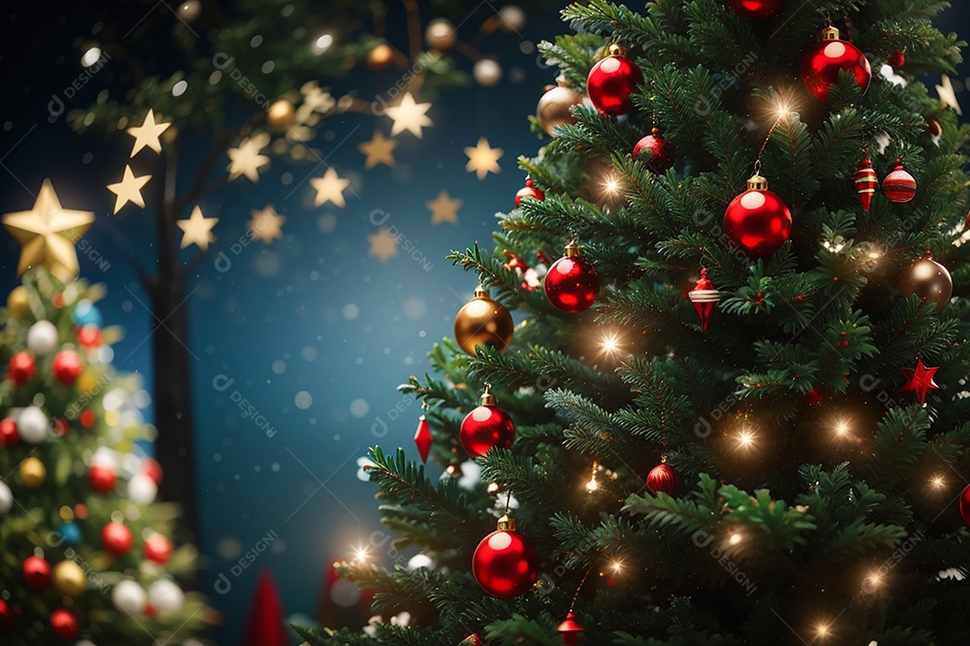 Árvore de natal com fundo estrela