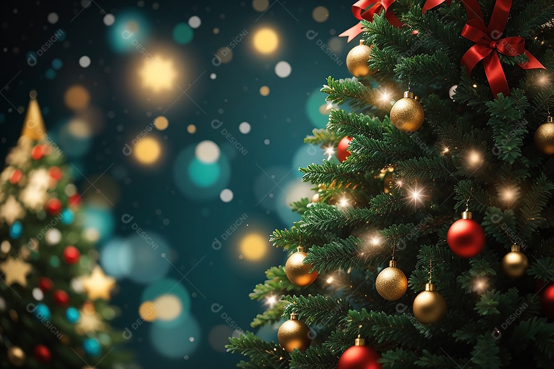 Árvore de natal com fundo estrela