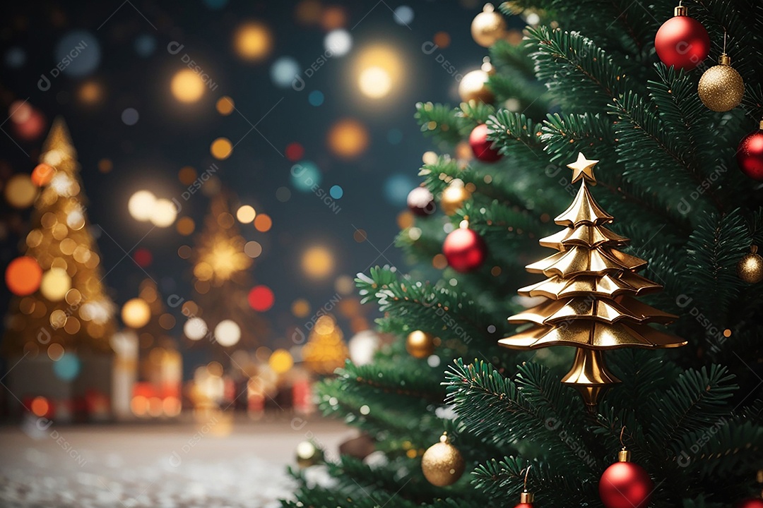 Árvore de natal com fundo estrela