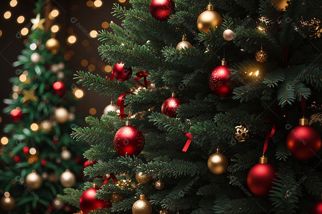 Árvore de natal com fundo estrela