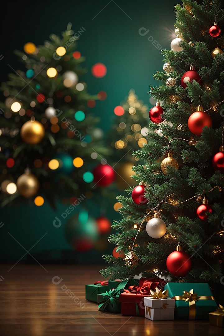 Árvore de natal com fundo estrela