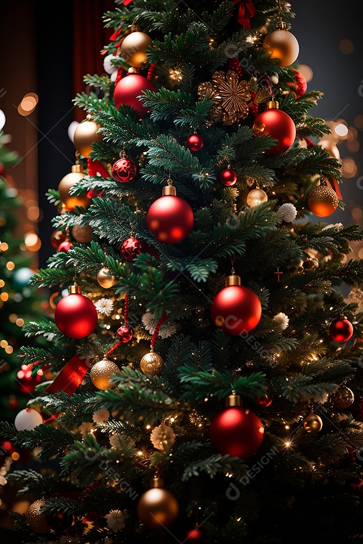 Árvore de natal com fundo estrela