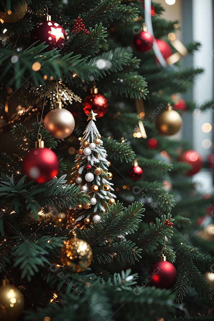 Árvore de natal com fundo estrela