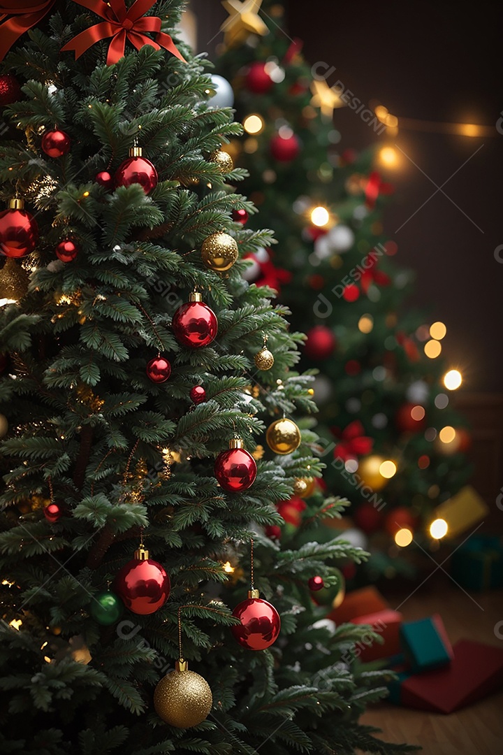 Árvore de natal com fundo estrela