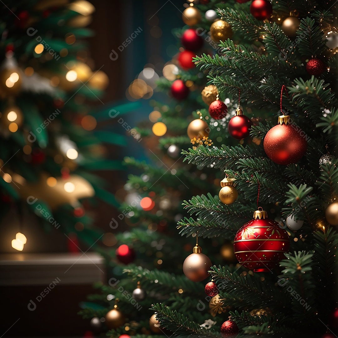 Árvore de natal com fundo estrela