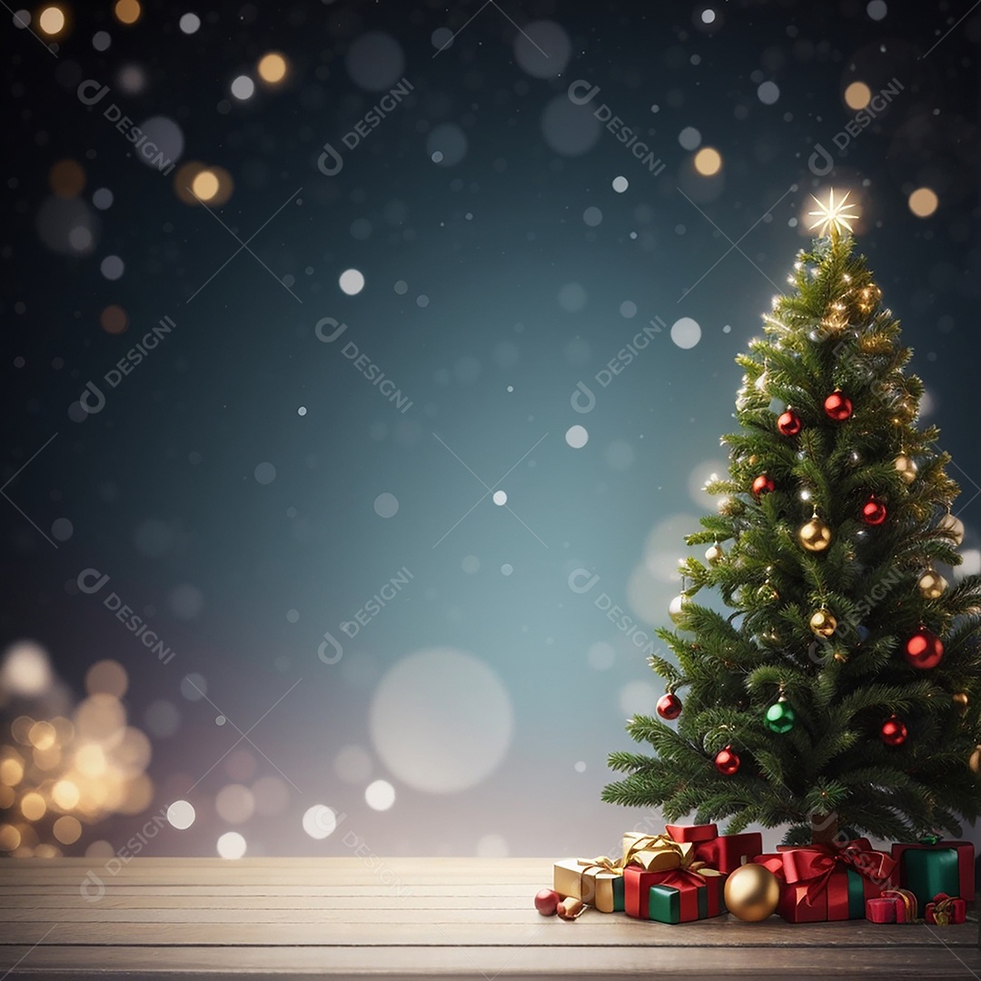 Árvore de natal com fundo estrela