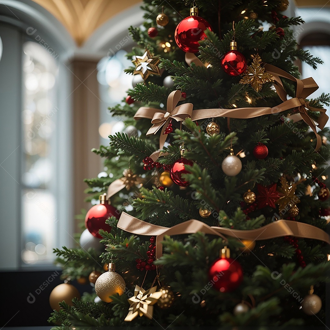 Árvore de natal com fundo estrela