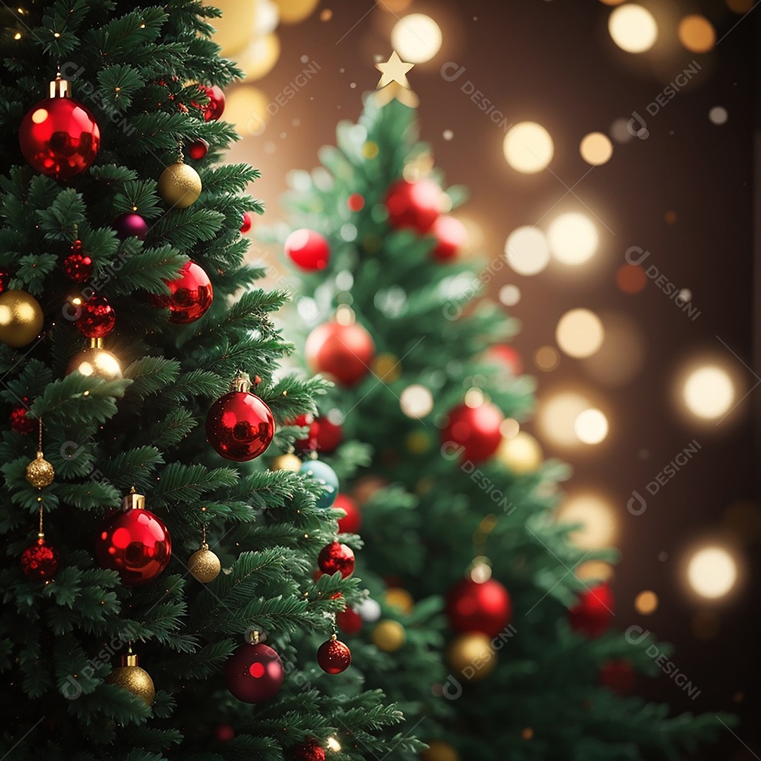 Árvore de natal com fundo estrela