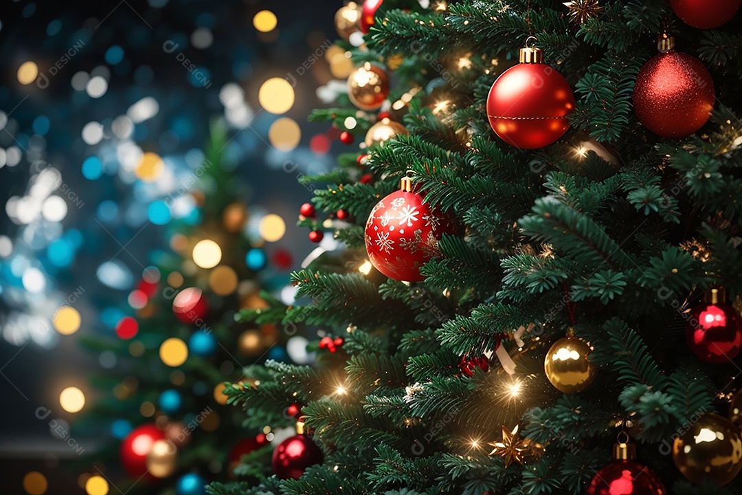 Árvore de natal com fundo estrela