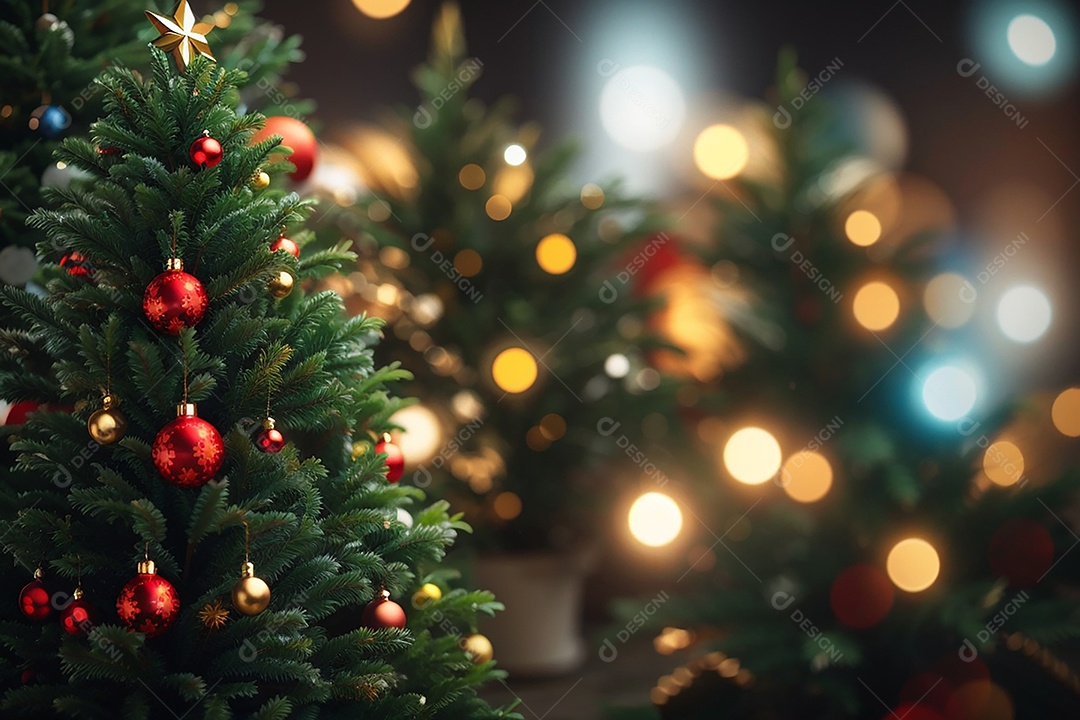 Árvore de natal com fundo estrela