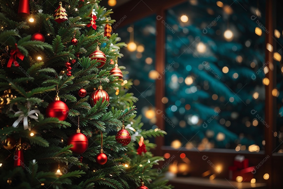 Árvore de natal com fundo estrela