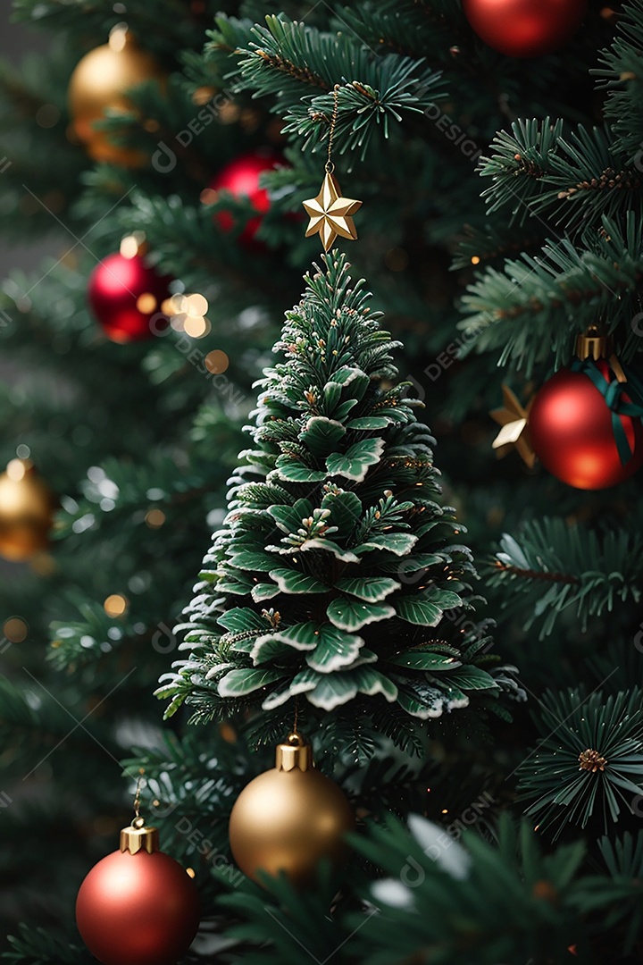 Árvore de natal com fundo estrela