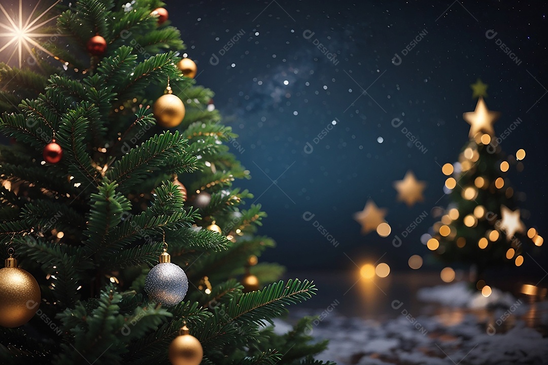 Árvore de natal com fundo estrela