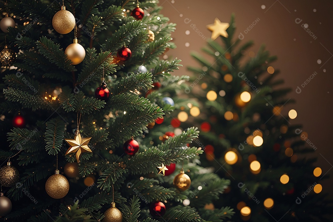 Árvore de natal com fundo estrela