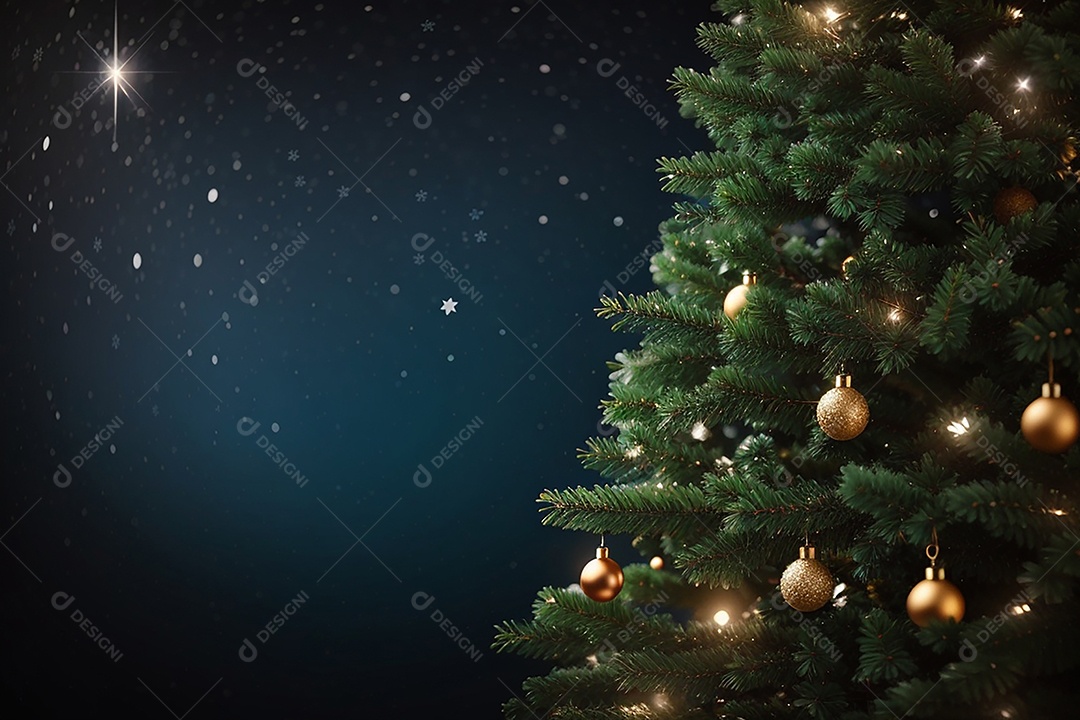 Árvore de natal com fundo estrela