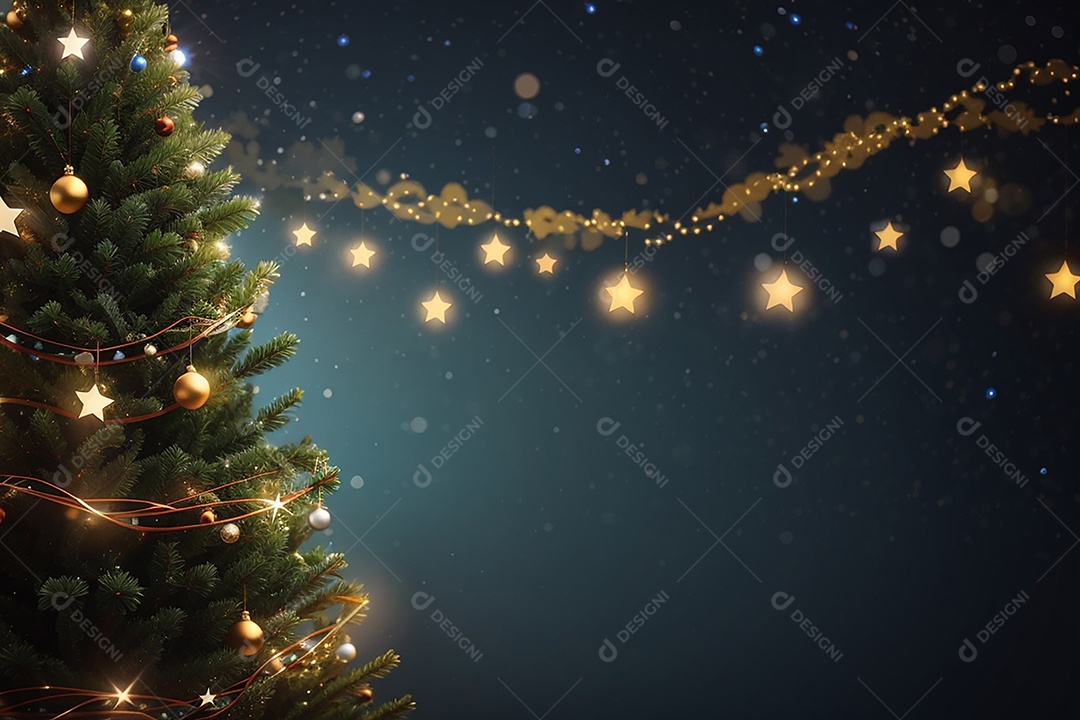Árvore de natal com fundo estrela