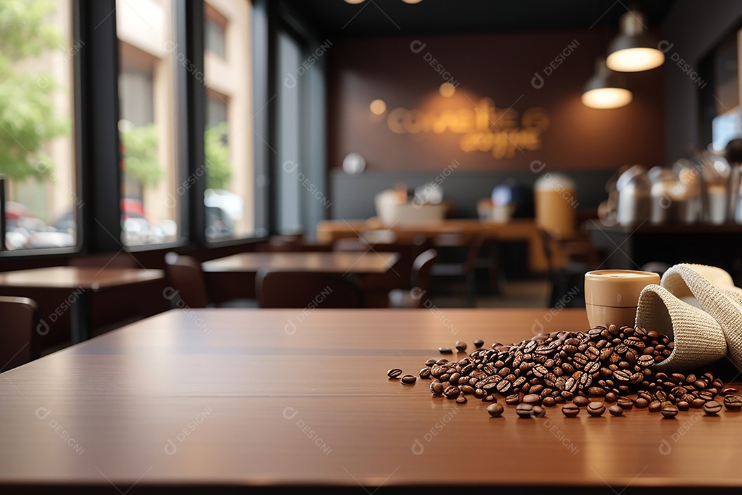 Foco mesa vazia xícara de café torrado