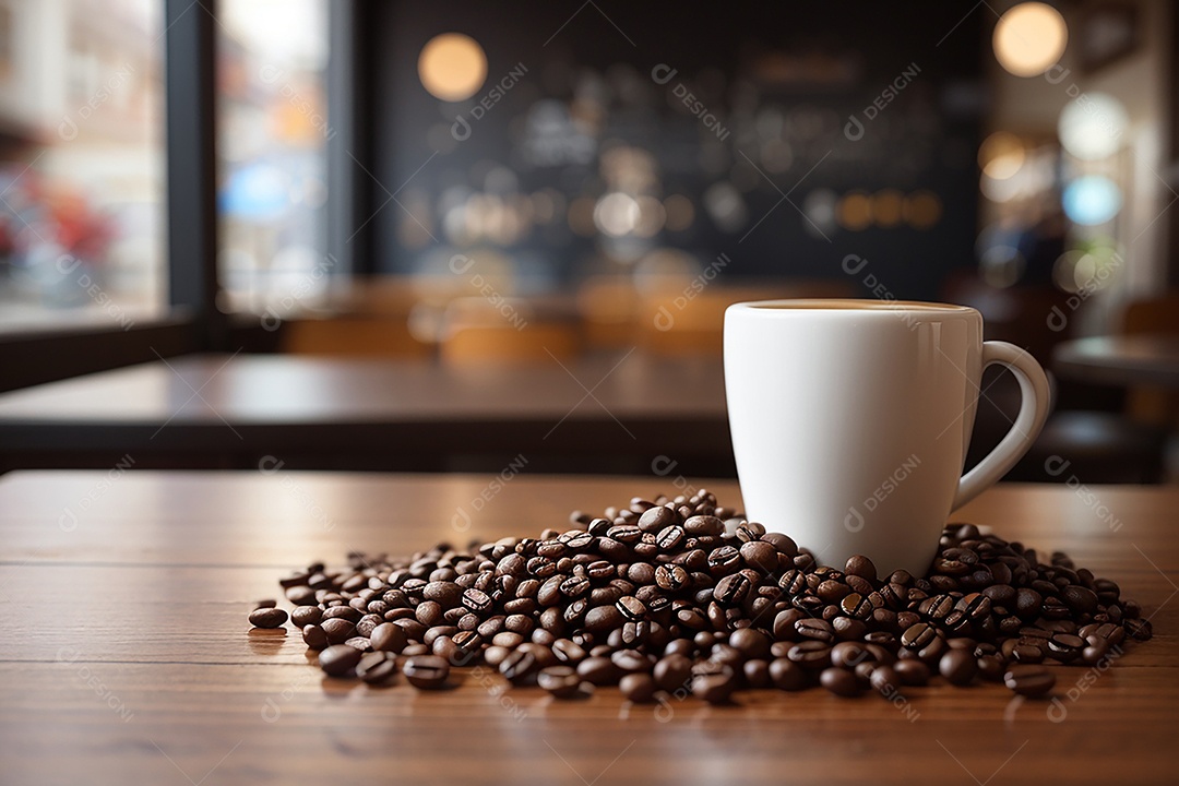 Foco mesa vazia xícara de café torrado