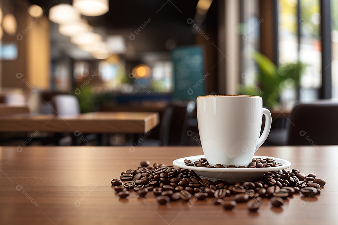 Foco mesa vazia xícara de café torrado