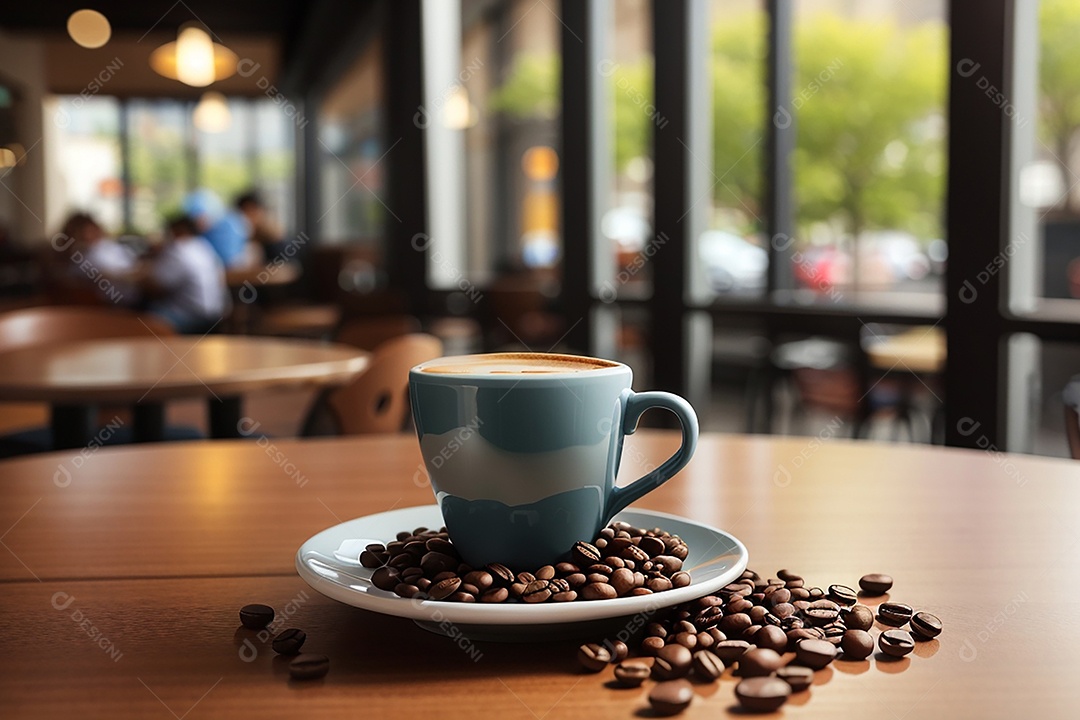 Foco mesa vazia xícara de café torrado