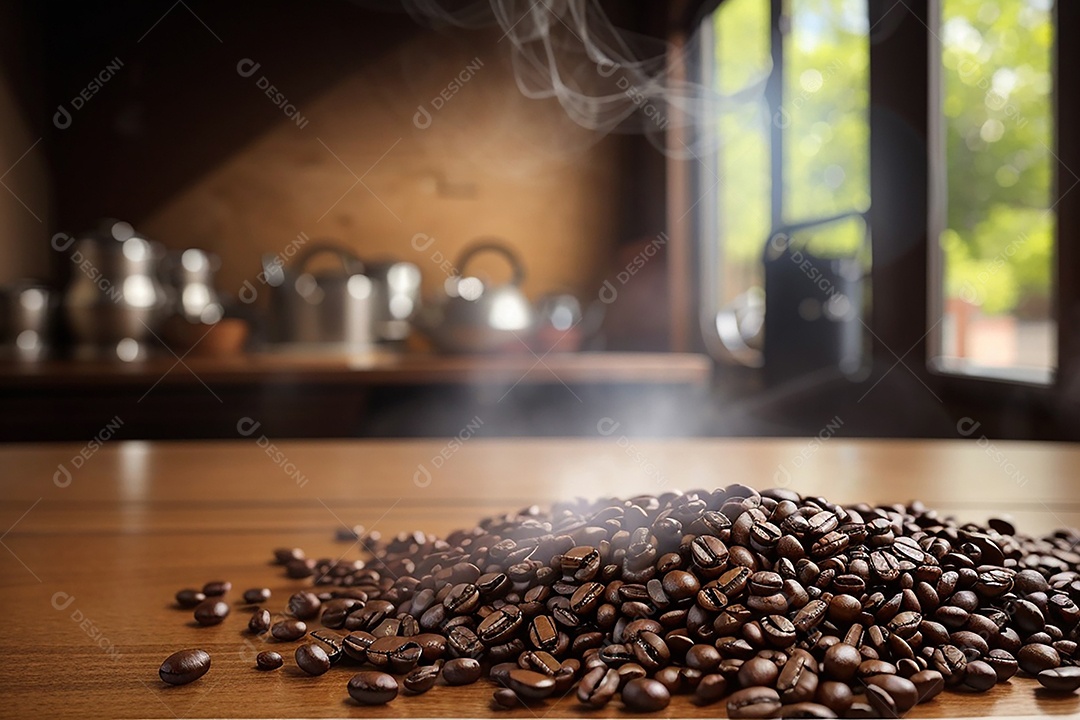 Fundo de grãos de café torrados de boa qualidade a vapor