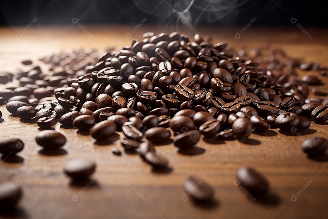 Fundo de grãos de café torrados de boa qualidade a vapor