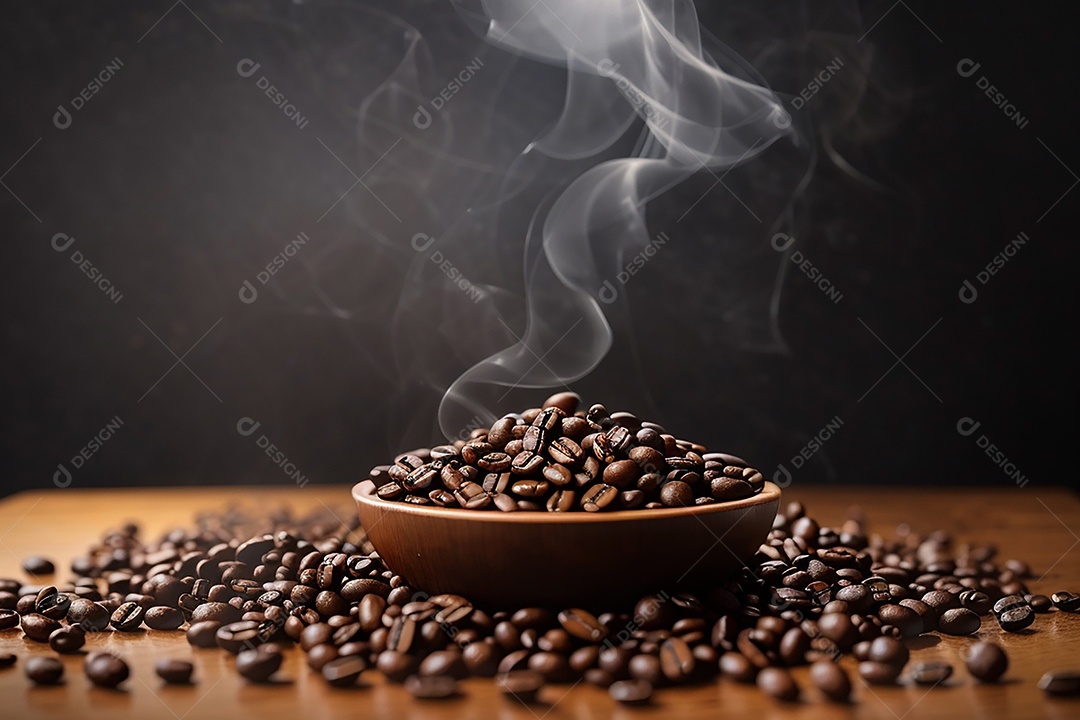 Fundo de grãos de café torrados de boa qualidade a vapor