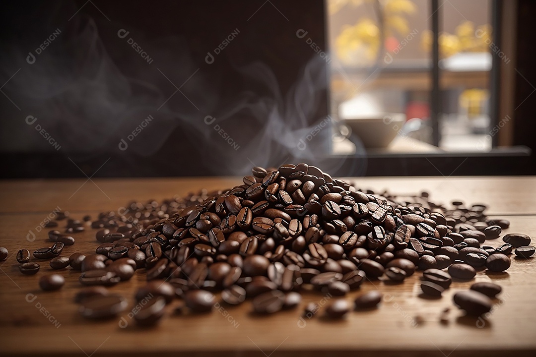Fundo de grãos de café torrados de boa qualidade a vapor