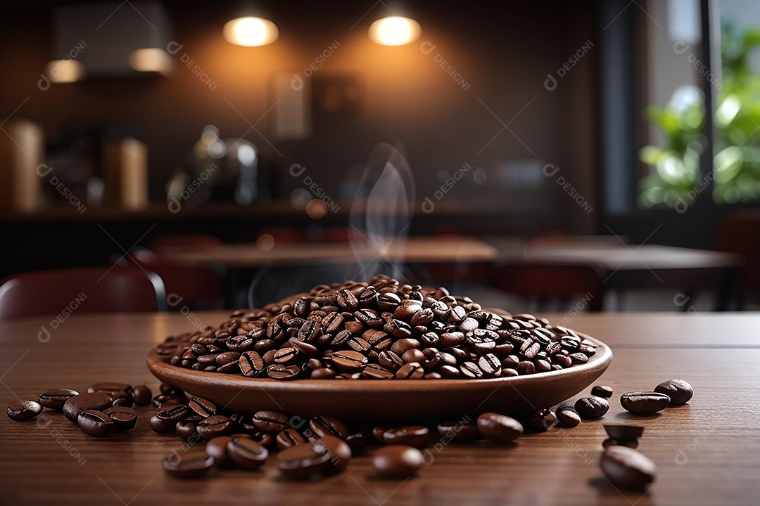 Fundo de grãos de café torrados de boa qualidade a vapor