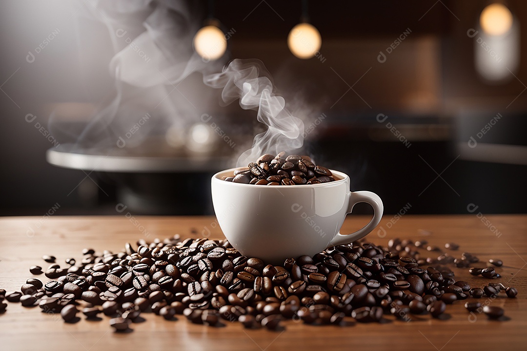 Fundo de grãos de café torrados de boa qualidade a vapor