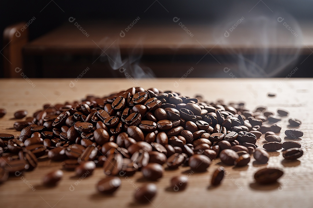 Fundo de grãos de café torrados de boa qualidade a vapor