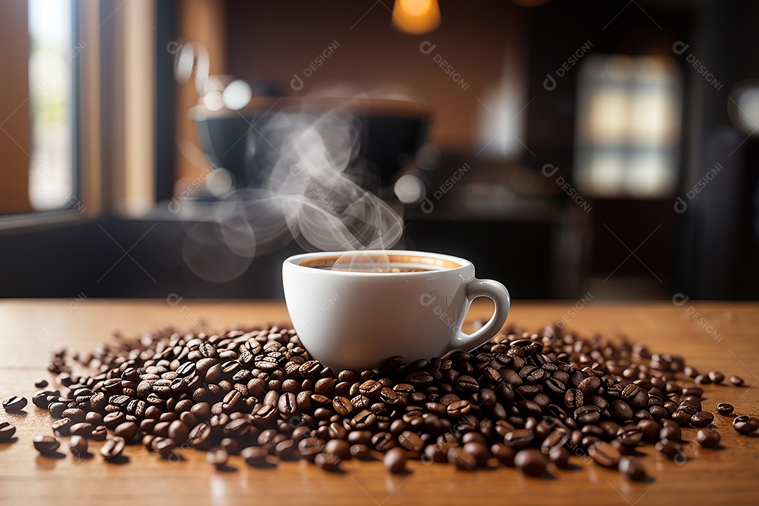 Fundo de grãos de café torrados de boa qualidade a vapor