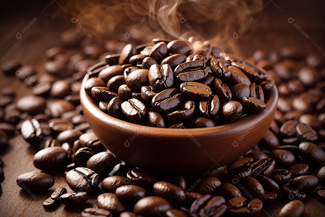 Fundo de grãos de café torrados de boa qualidade a vapor