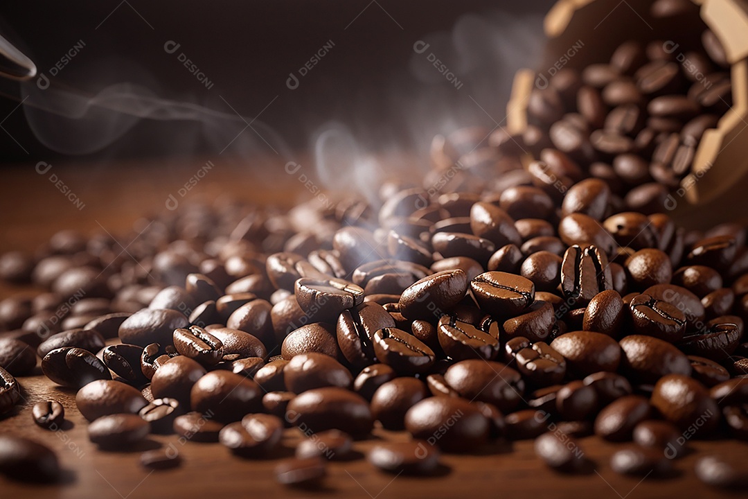 Fundo de grãos de café torrados a vapor