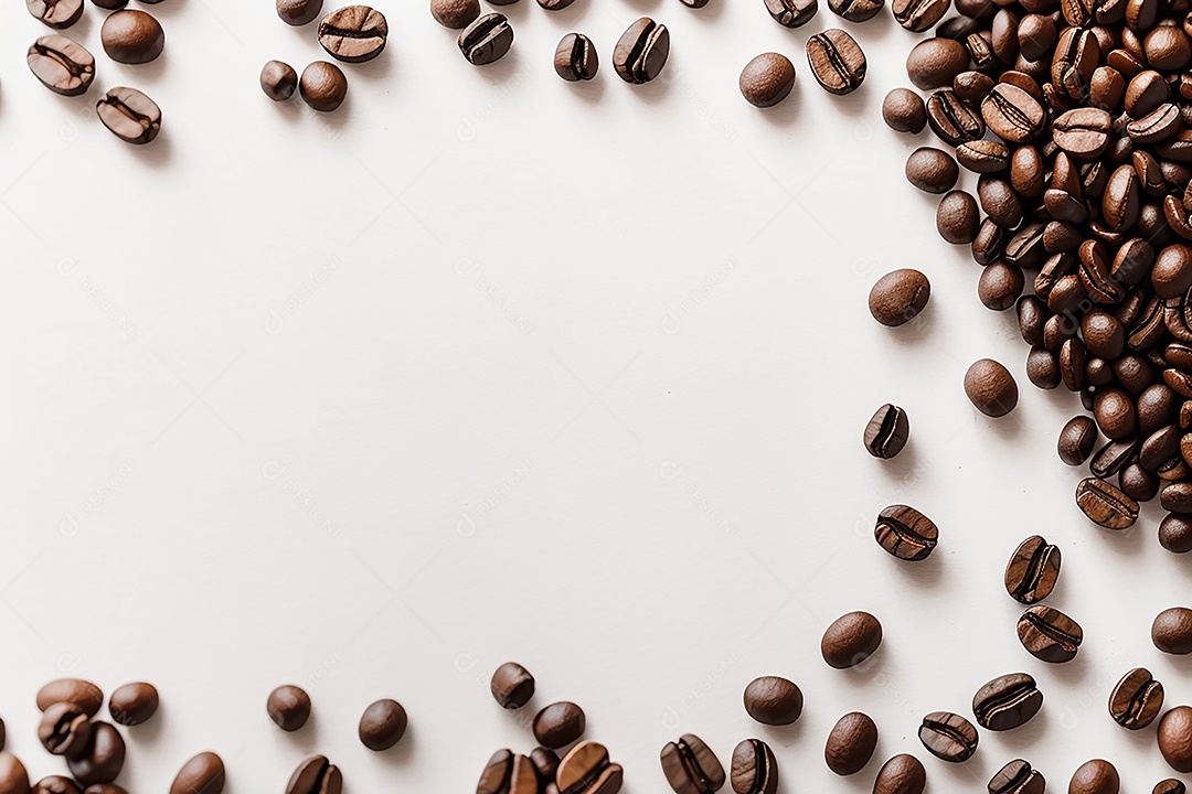 Vista superior fundo de mesa de madeira de grãos de café