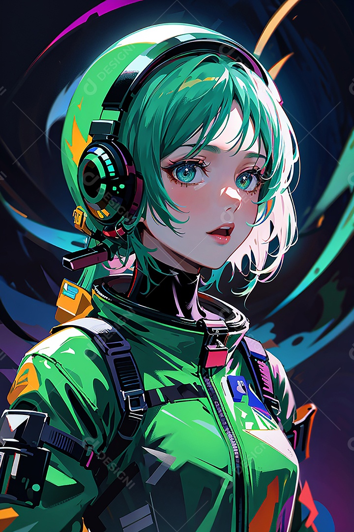 Anime pastel sonho futurista astronauta jovem