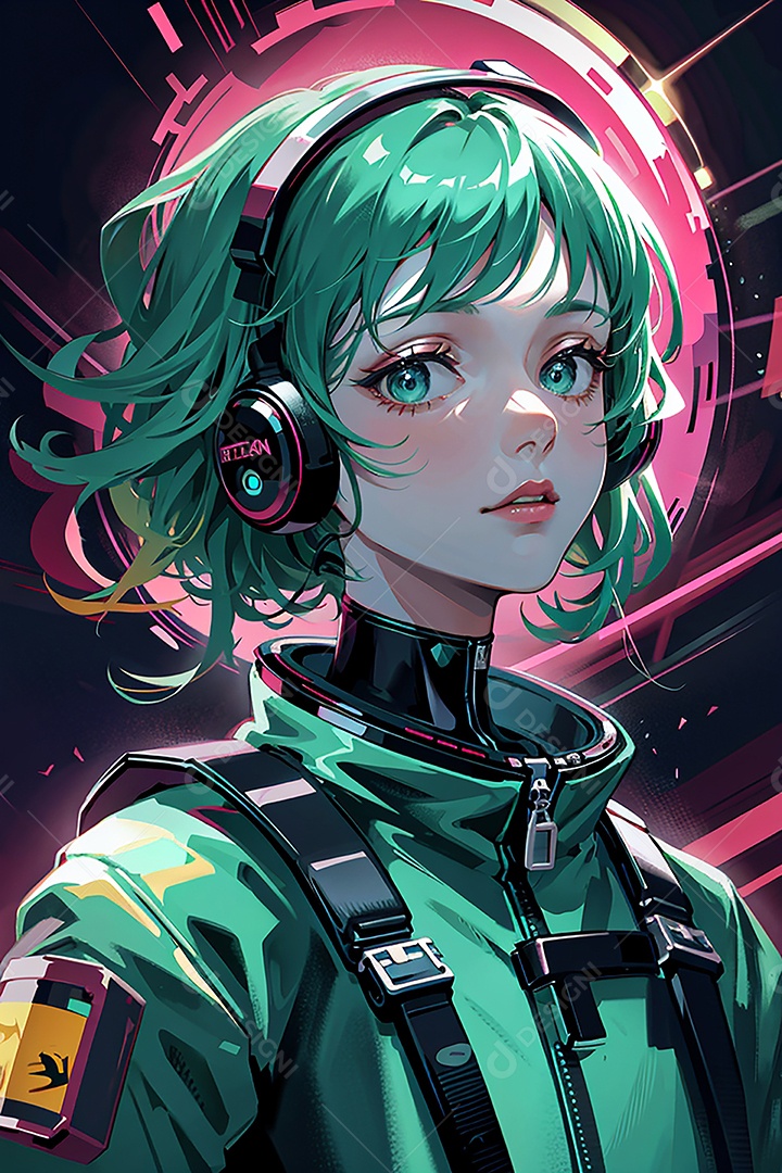 Anime pastel sonho futurista astronauta jovem