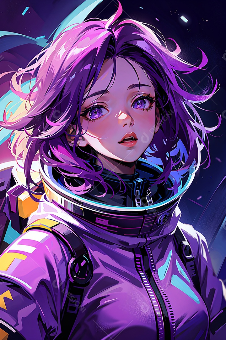 Anime pastel sonho futurista astronauta jovem