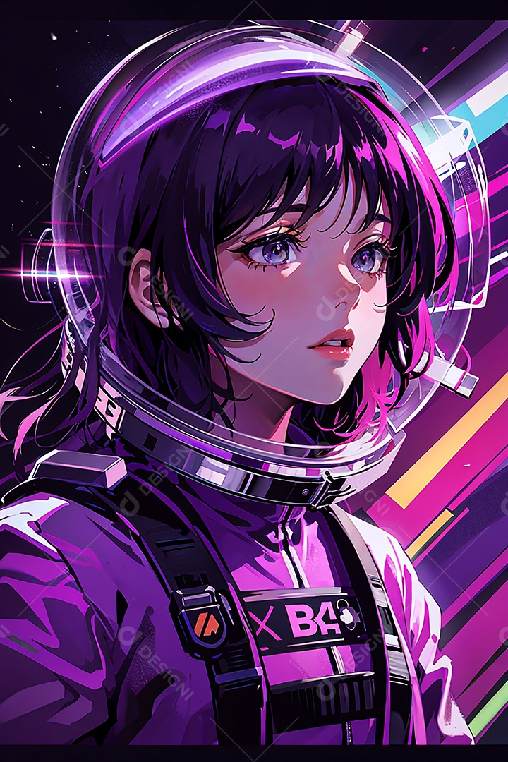 Anime pastel sonho futurista astronauta jovem