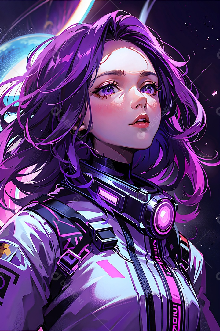 Anime pastel sonho futurista astronauta jovem