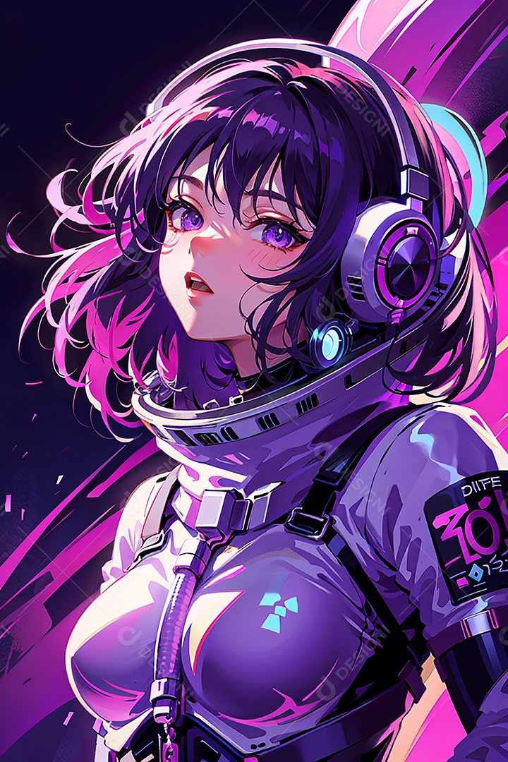 Anime pastel sonho futurista astronauta jovem