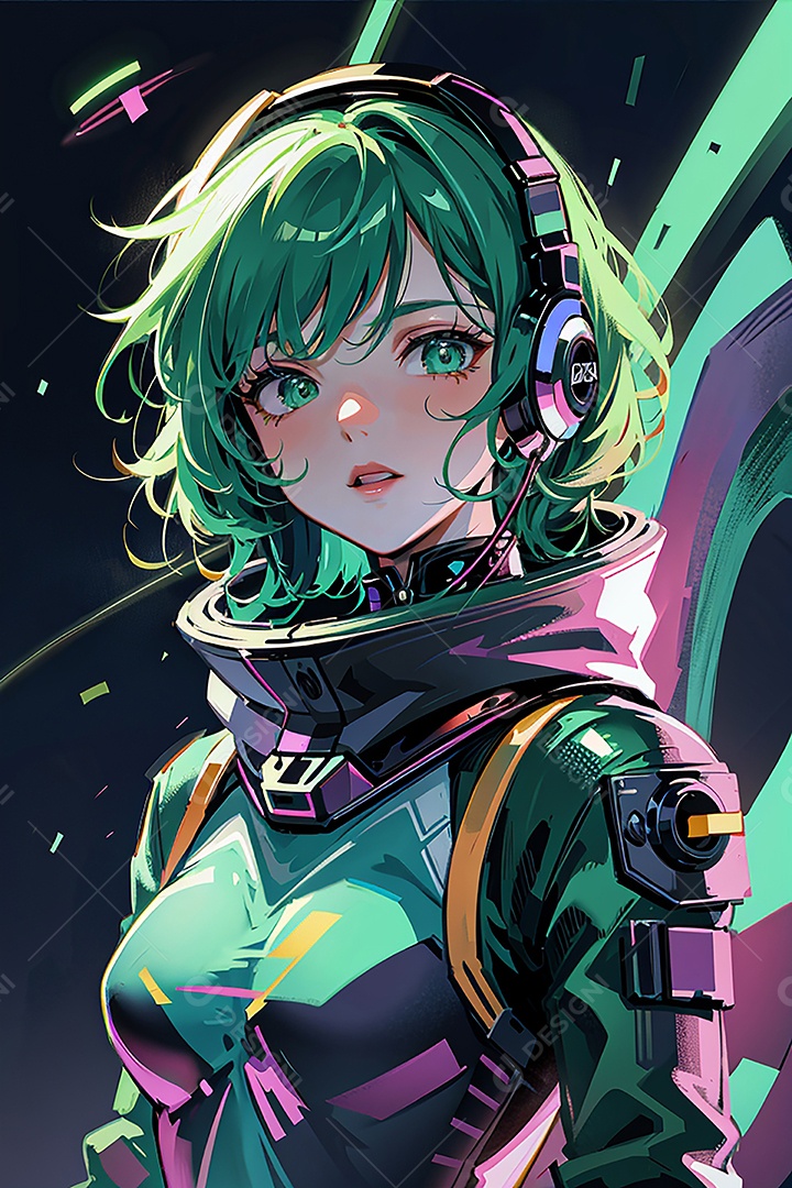 Anime pastel sonho futurista astronauta jovem