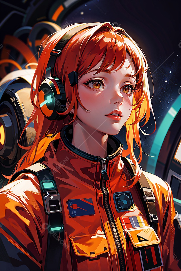 Anime pastel sonho futurista astronauta jovem
