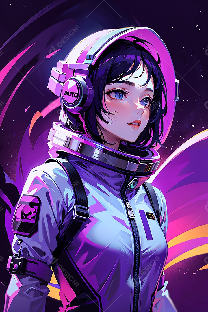 Anime pastel sonho futurista astronauta jovem